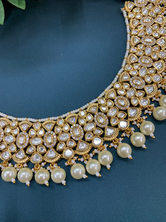 Gold plated tyanni kundan choker necklace