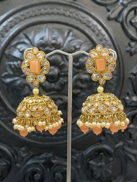 Maggi mini /chotu sa polki jhumki/ jhumka earring peach