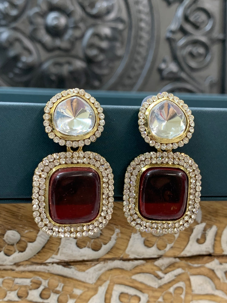 Ava uncut kundan earring red