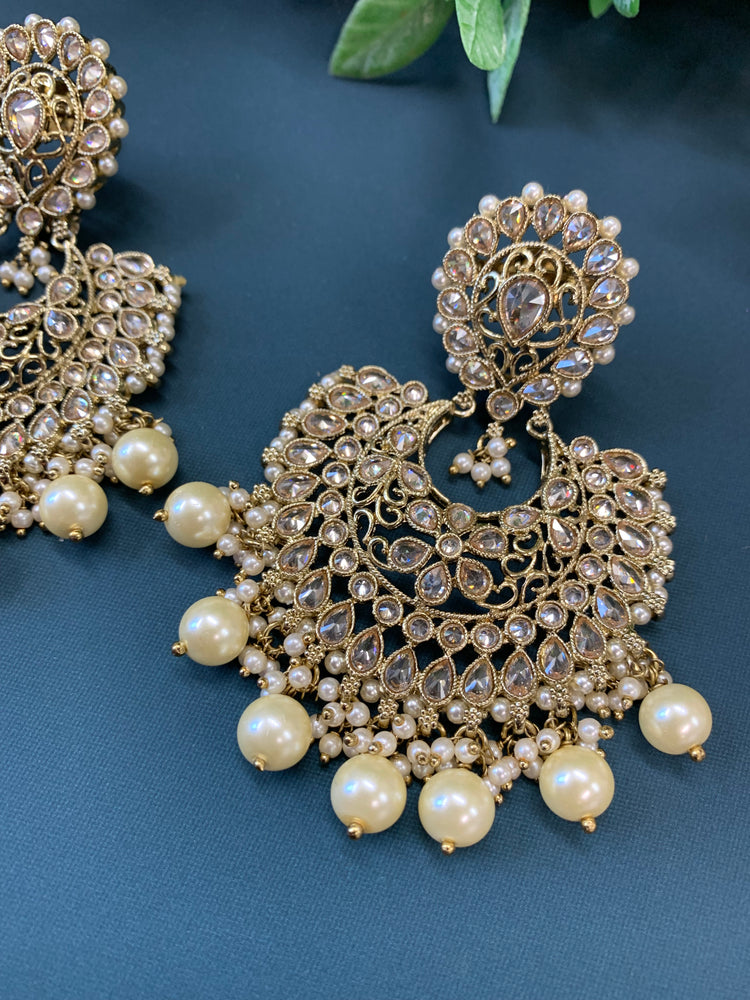 Nata polki Chandbali earring antique polki/ pearl