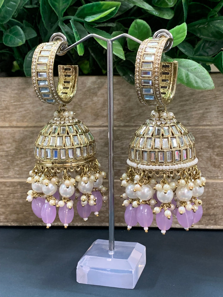 Amrita statement Mirror jhumki earring lilac/ lavender