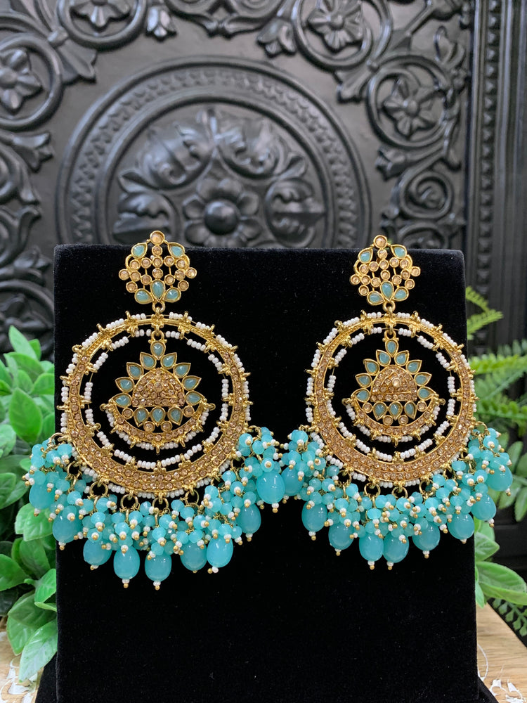 Laila Chandbali fashion statement earring blue