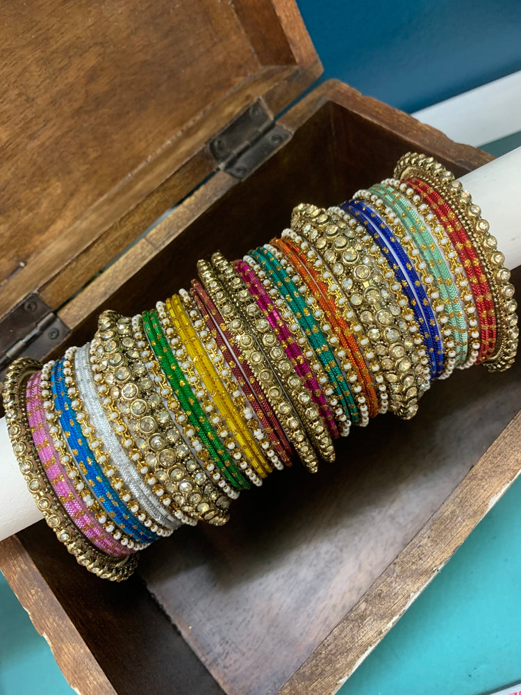 Multi color metal churi bangle set