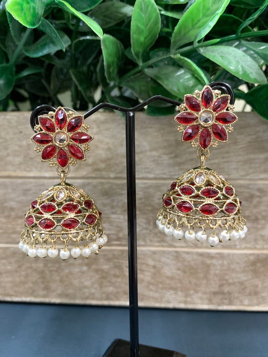 Kanika mini /chotu sa polki jhumki/ jhumka earring blood red