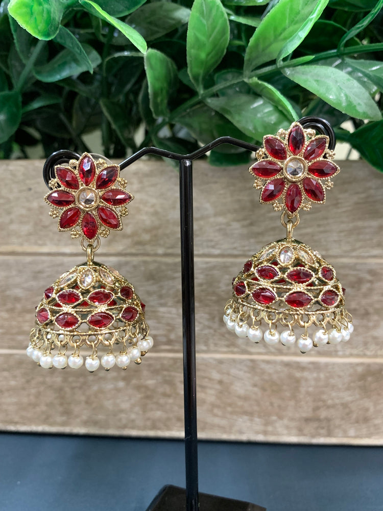 Kanika mini /chotu sa polki jhumki/ jhumka earring blood red