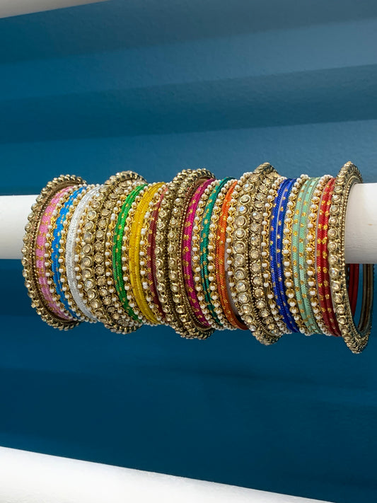 Multi color metal churi bangle set
