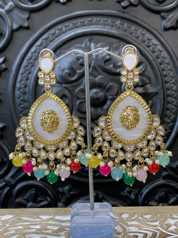 Sabyasachi inspired kundan earring tripti white pearl multi