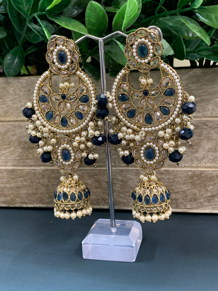 Pari polki long statement earring navy blue/ sapphire blue