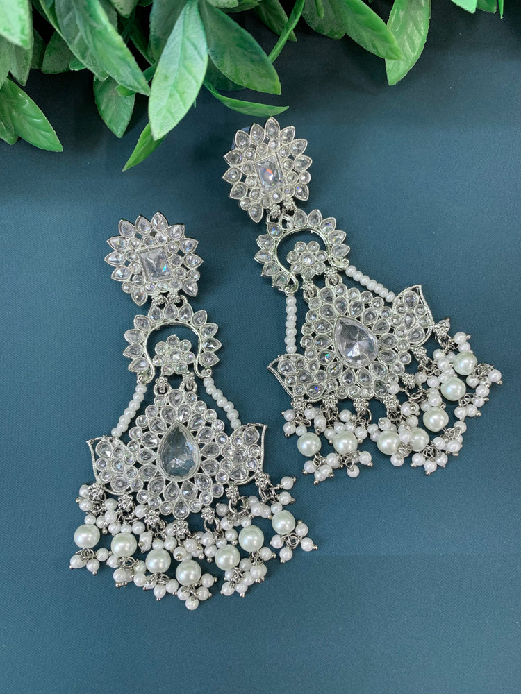 Abbu polki earring silver/white