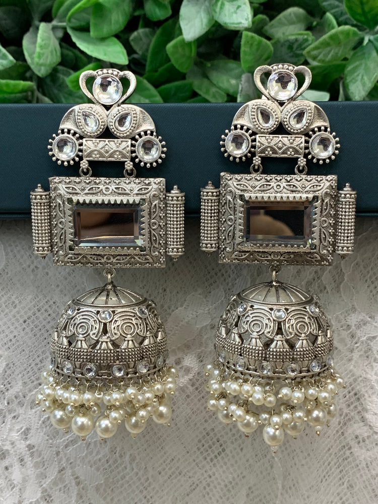 Silver oversize jhumka earring