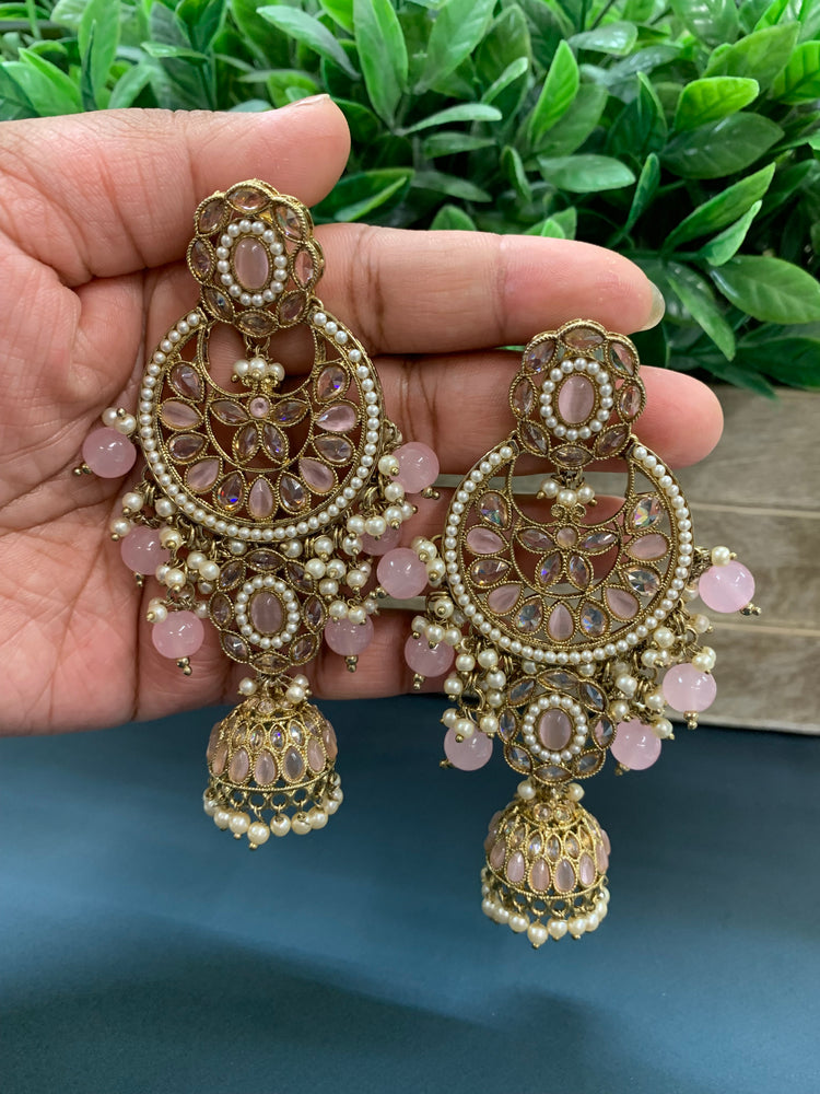 Pari polki long statement earring blush pink