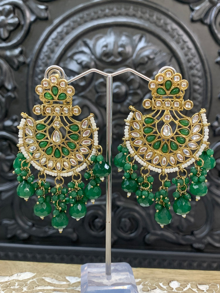 Sujal kundan earring emerald green