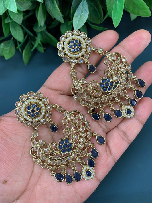 Parul polki fashion chandbali blue