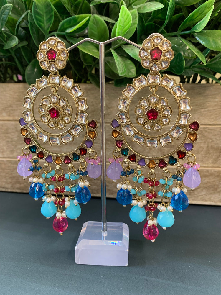 Barnavi Kundan earring crystal multi