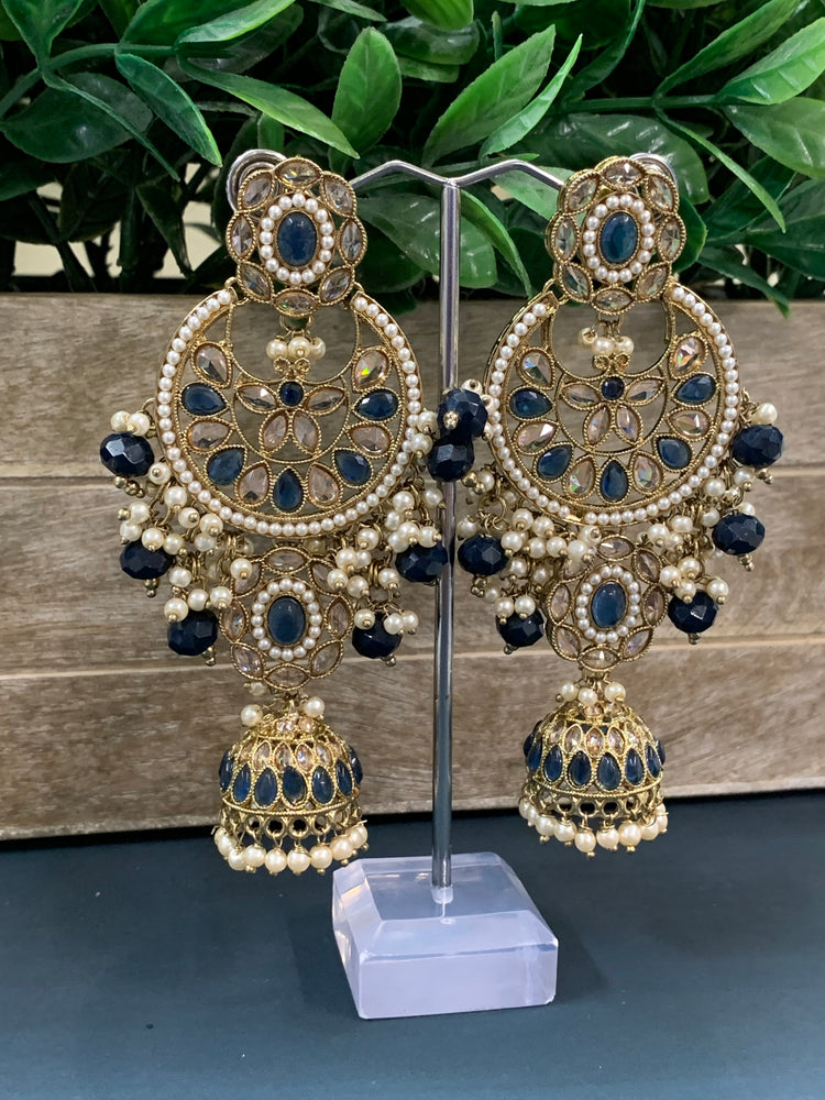 Pari polki long statement earring navy blue/ sapphire blue