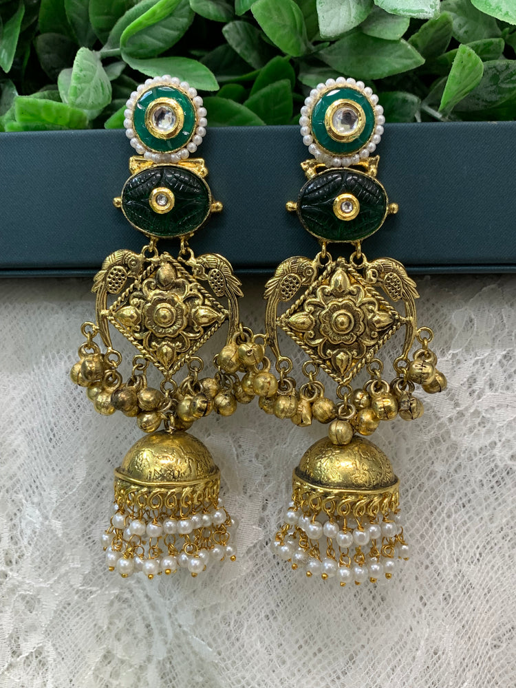 Gold plated silver replica jhumka earring