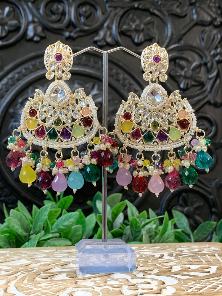 Berry kundan chandbali earring multi