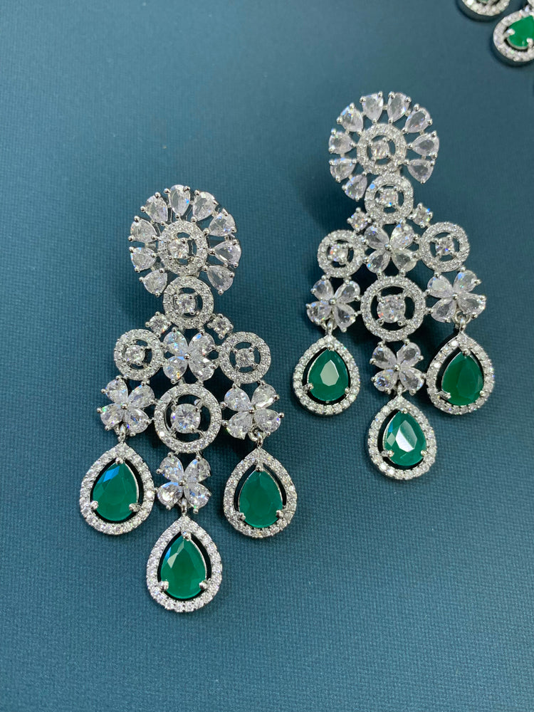 Briyana American diamond necklace set with emerald green details