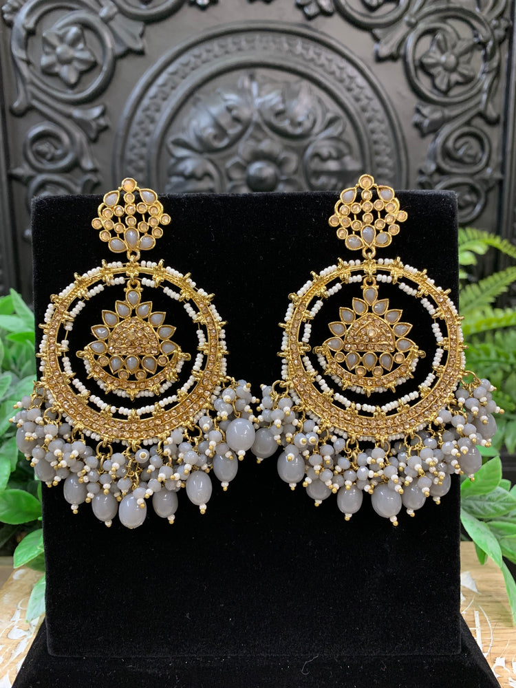 Laila Chandbali fashion statement earring grey