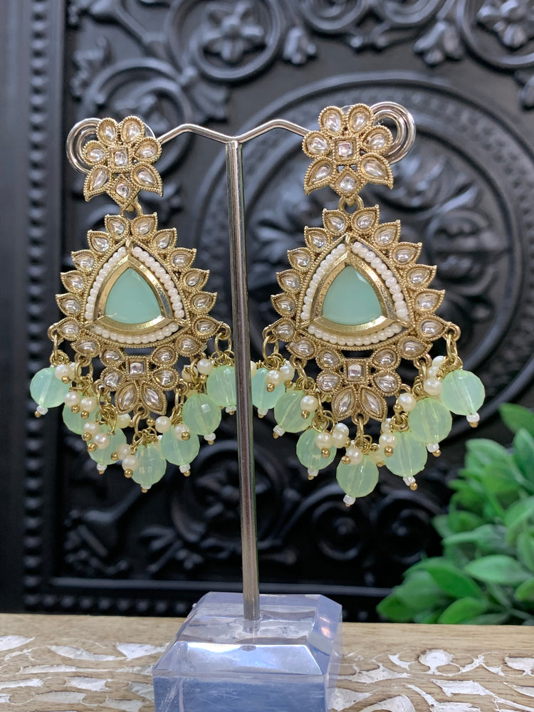 Avery small to medium kundan earring mint pistachio green