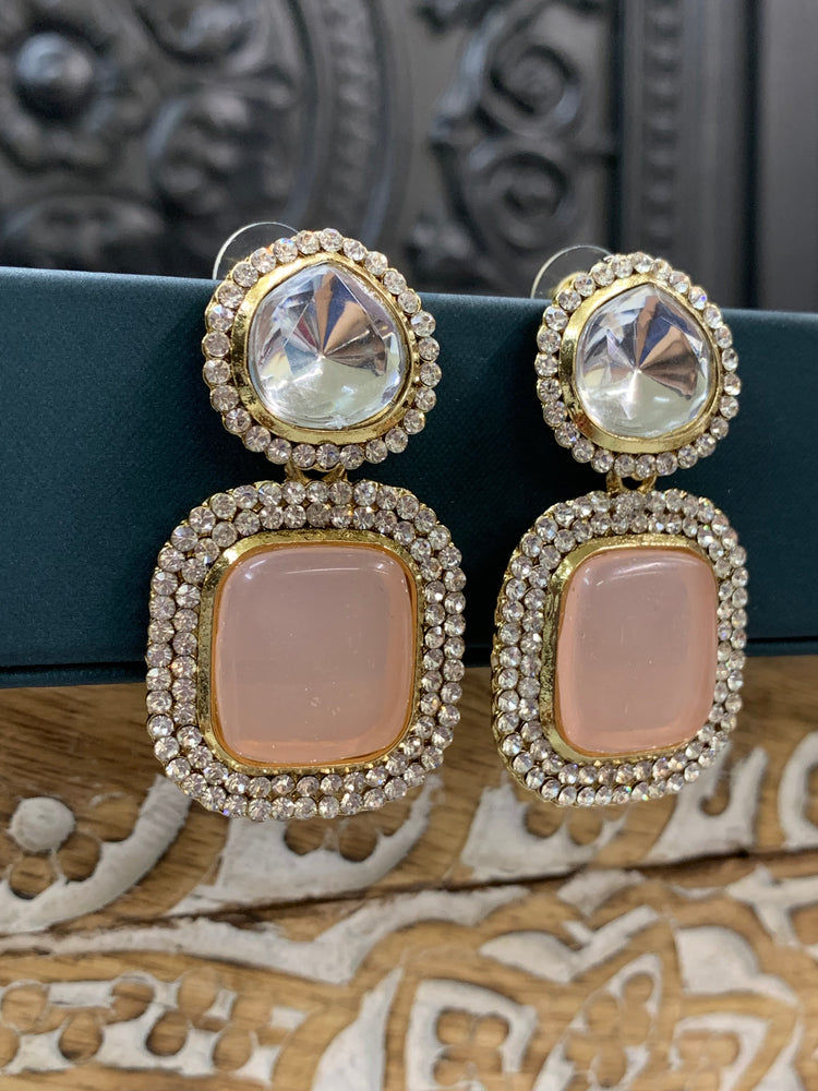 Ava uncut kundan earring peach