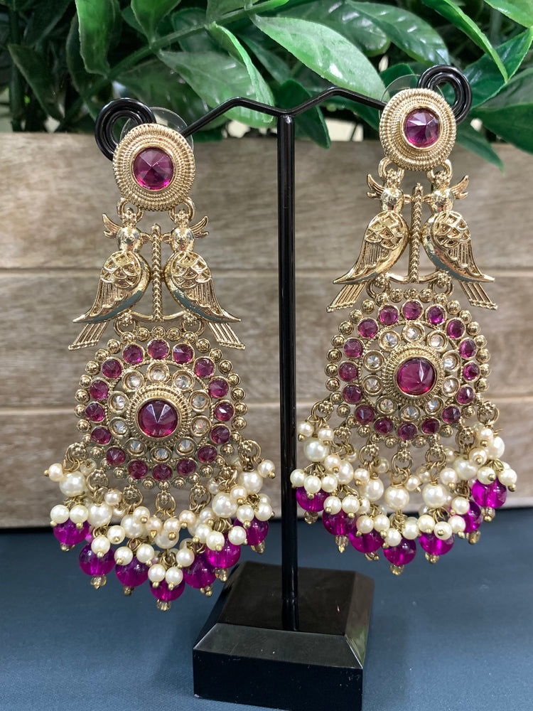 Ady polki fashion earring peacock design purple