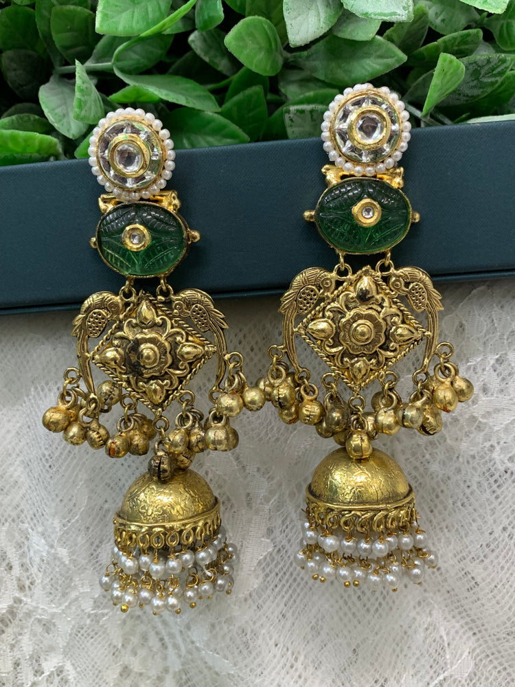 Gold plated silver replica jhumka earring