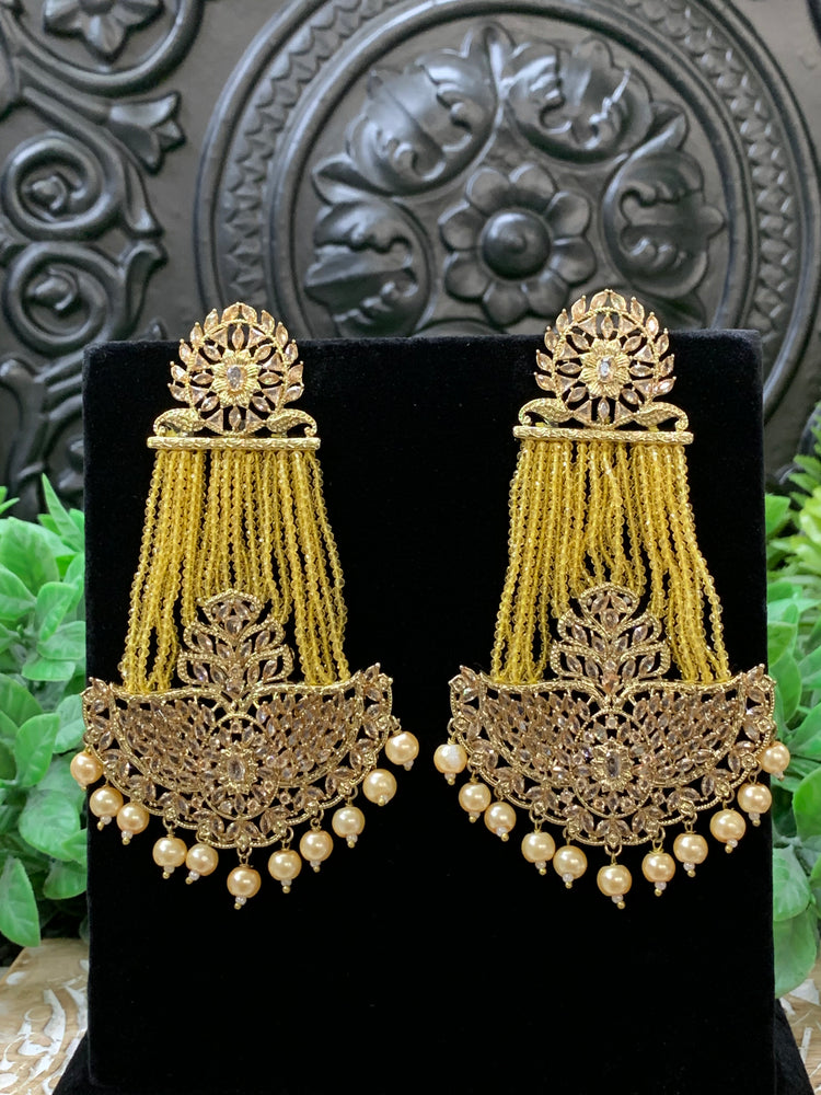 Sage polki fashion statement  earring pastel yellow