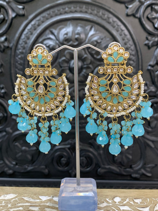 Sujal kundan earring light blue / baby blue