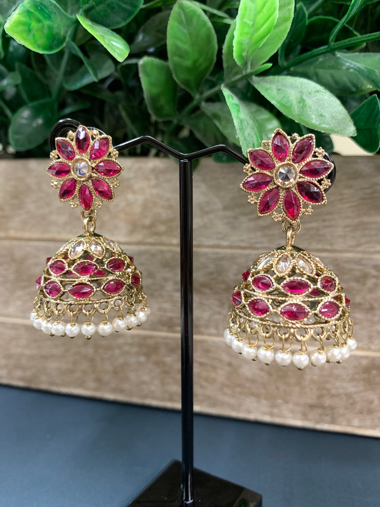 Kanika mini /chotu sa polki jhumki/ jhumka earring cherry red