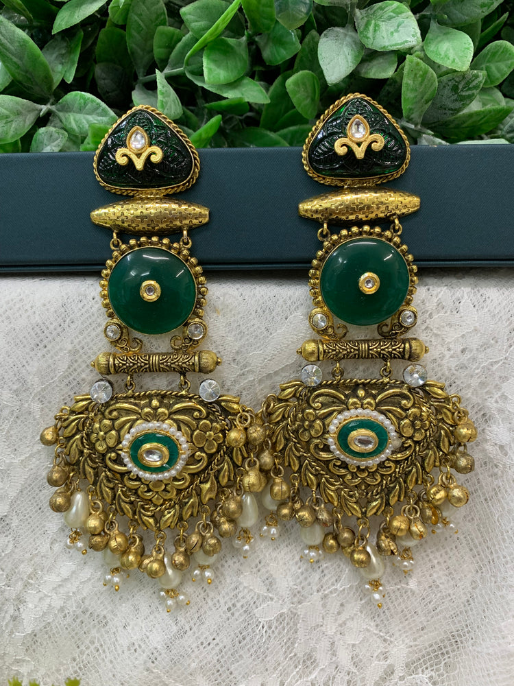 Gold plated chandbali long style earring