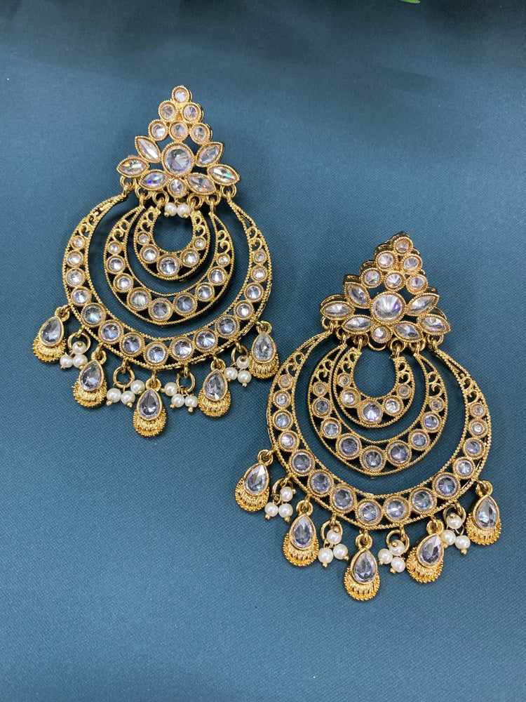 Bonnie polki chandbali earring antique/clear polki