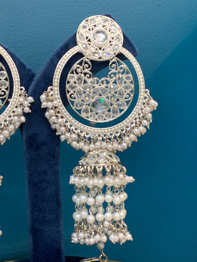 Ashley polki oversized jhumki earring with sahare silver