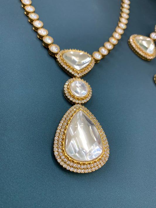 Jenna sabyasachi inspired moissanite kundan pendant necklace