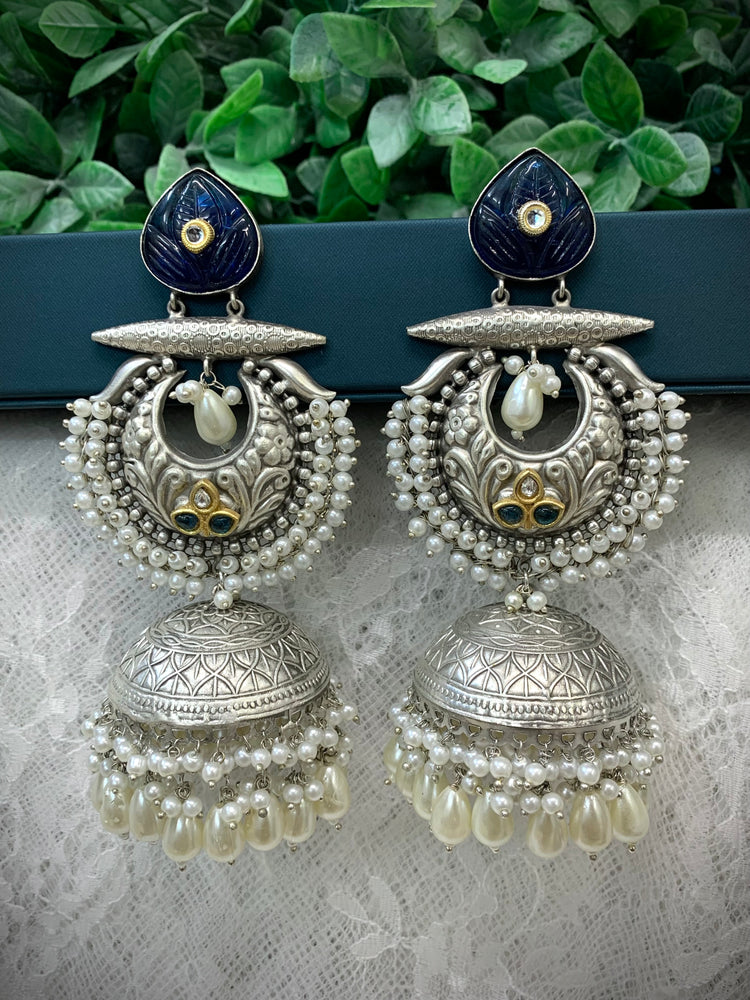 Silver oversize jhumka earring