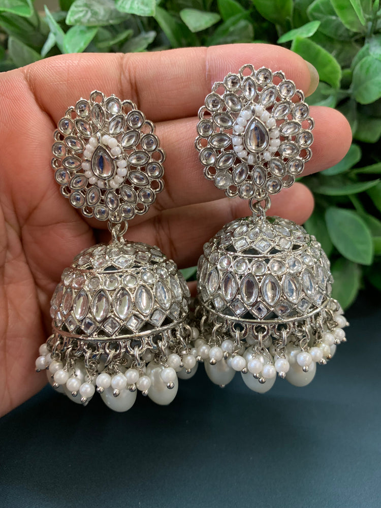 Priya kundan jhumki earring and tikka silver