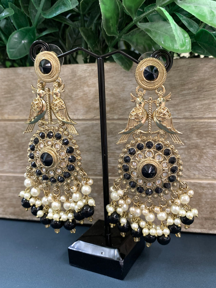 Ady polki fashion earring peacock design black