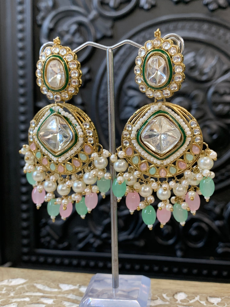 Kenny kundan fashion earring set pastel multi