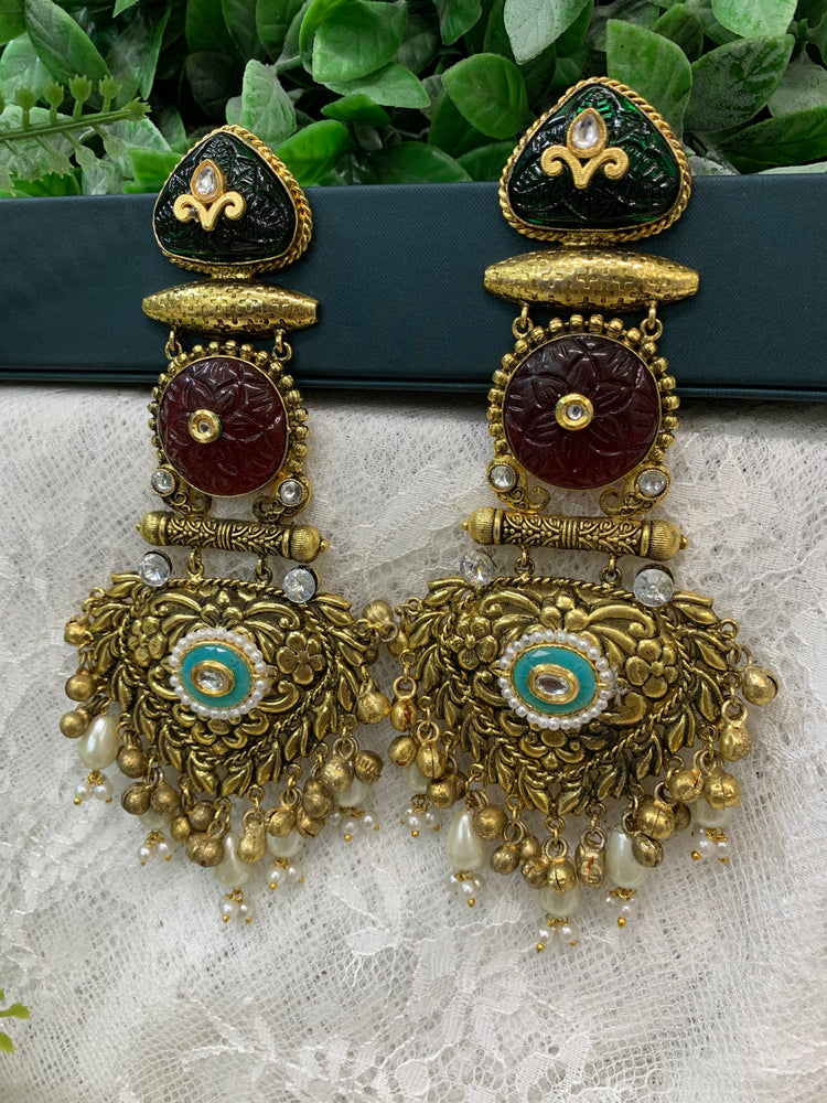 Gold plated chandbali long style earring