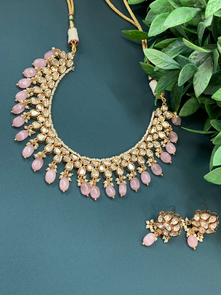 Victor tyaani kundan necklace pastel pink