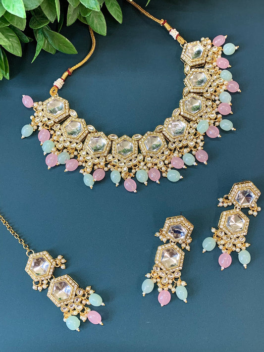 Anaya kundan choker / necklace pastel multi