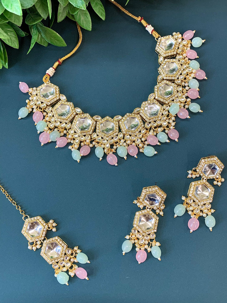 Anaya kundan choker / necklace pastel multi