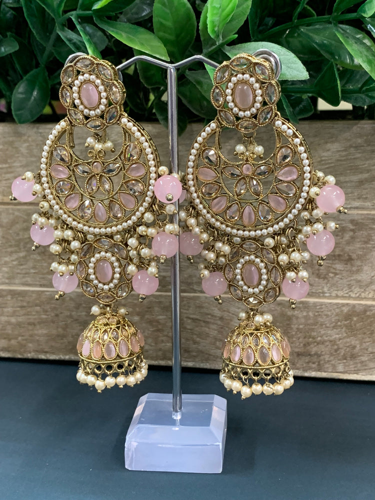 Pari polki long statement earring blush pink