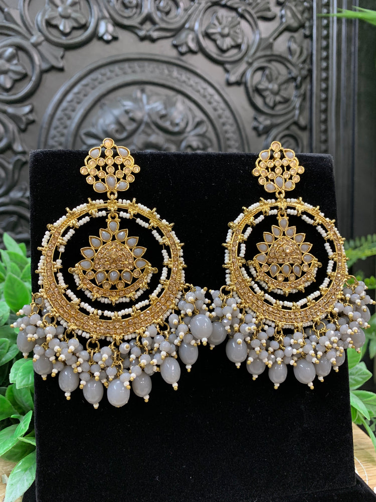 Laila Chandbali fashion statement earring grey