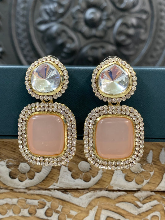 Ava uncut kundan earring peach