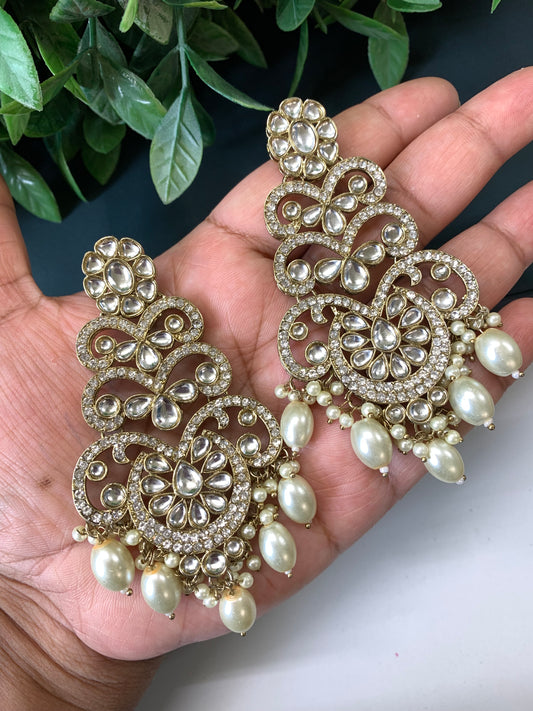 Palak kundan fashion chandbali style earring set black