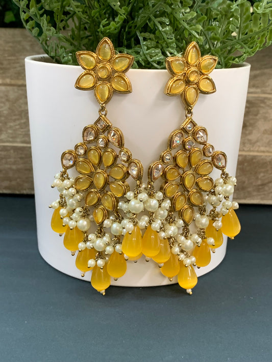 Kelly polki fashion earring monalisa pastel yellow
