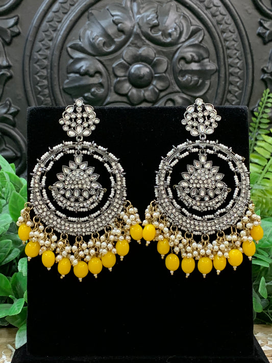 Laila Chandbali fashion statement earring black and yellow