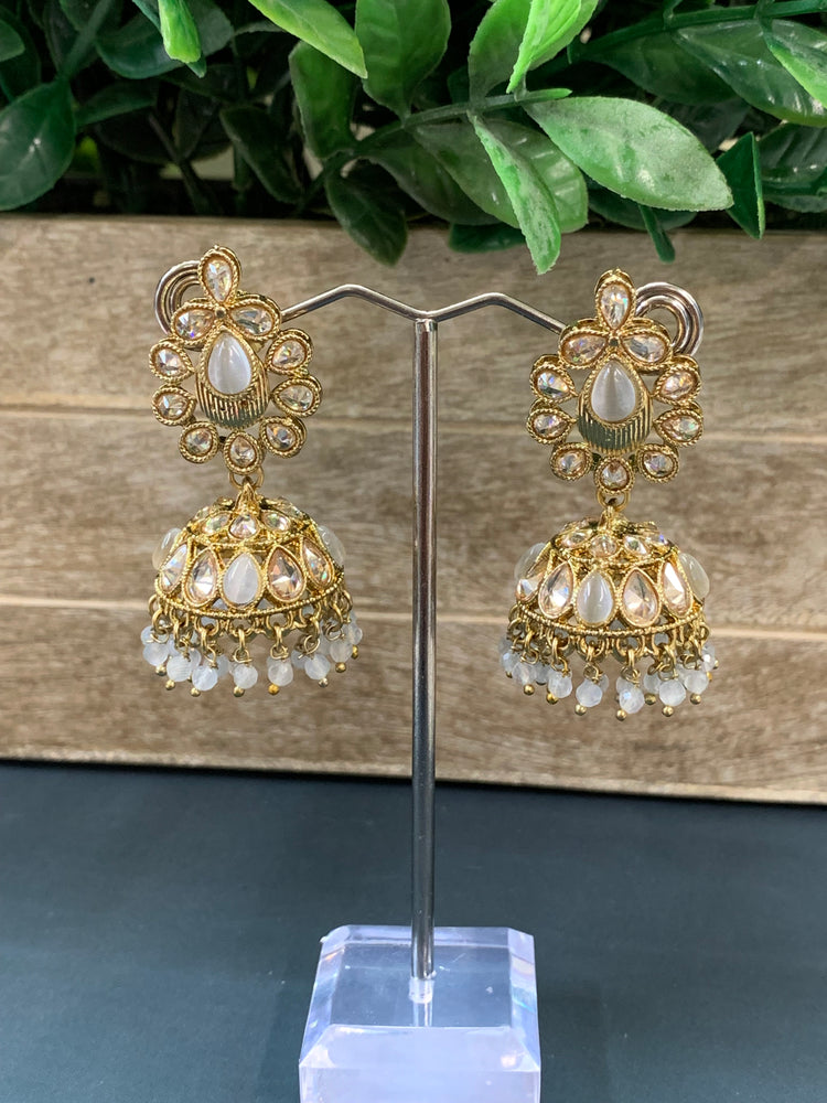 Small mini /chotu sa polki jhumki/ jhumka earring grey