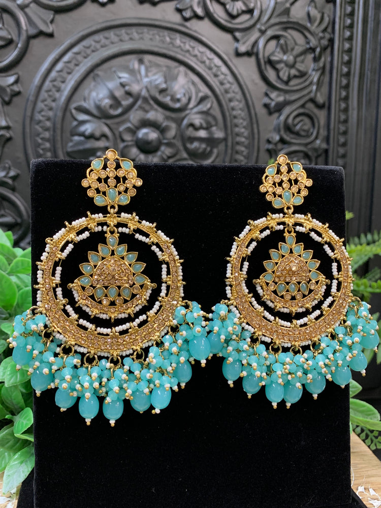 Laila Chandbali fashion statement earring blue